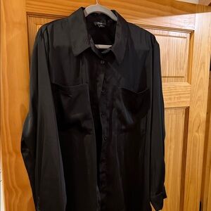 Nasty Gal Black Satin Shirt